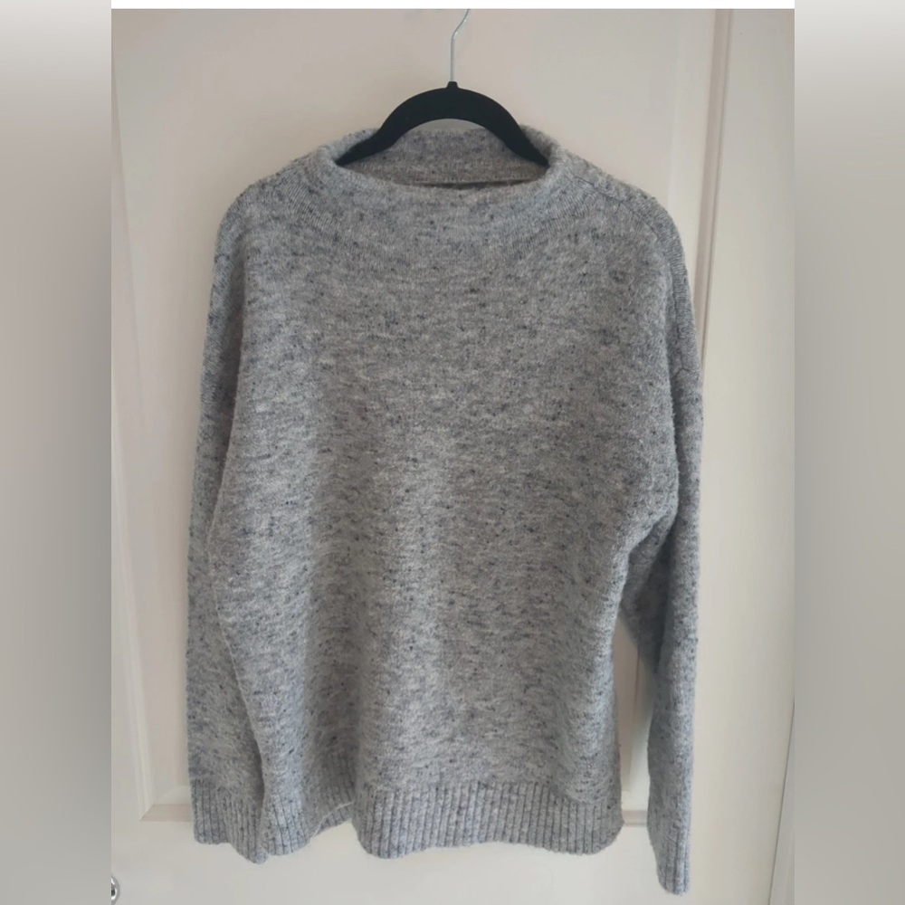 Gray well-worn sweater cowl neck size M cozy winter neutral minimalist